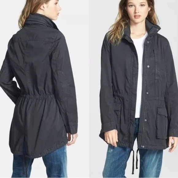 James Perse Jackets & Blazers - James Perse Twill Utility Hooded Full Zip Military Gray Jacket Large Size 3